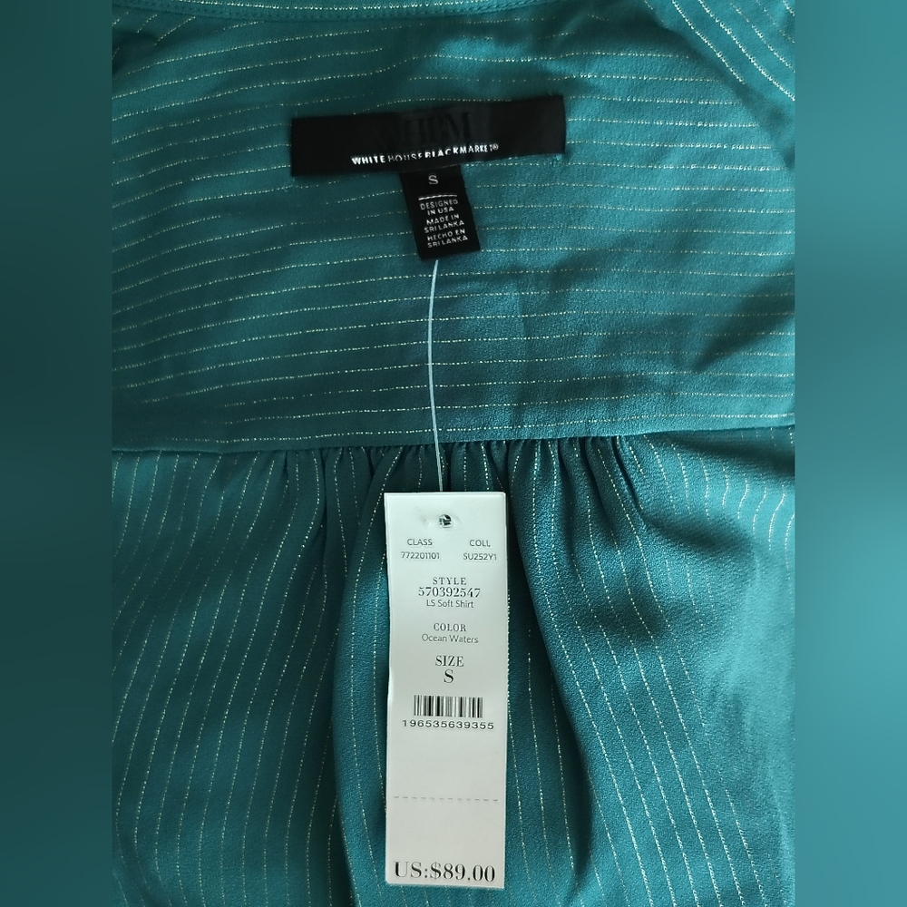 NWT White House Black Market Teal Textured Button-Down Shirt Size S - Picture 7 of 11